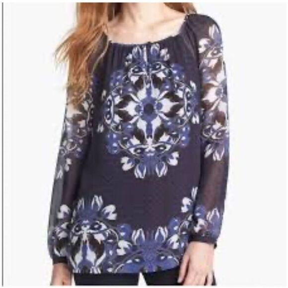 Tory Burch Lisa floral medallion  print 100% silk blouse 2 - Picture 8 of 8